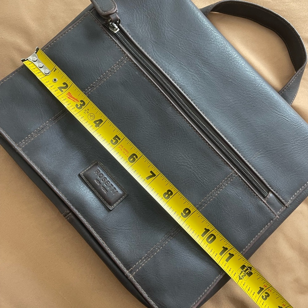 Vintage Rosetti Old Money Small Dark Brown Leather Office Briefcase Handbag - Picture 12 of 14